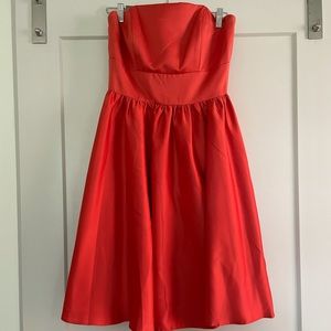 Strapless Orange Bridesmaid Dress